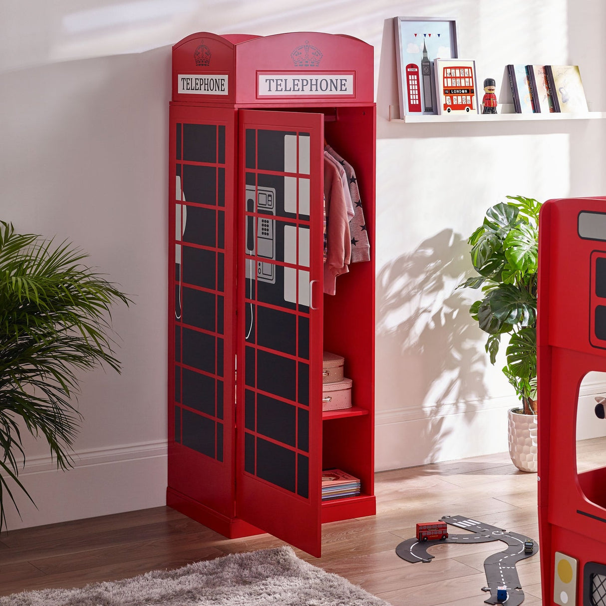 Wooden Wardrobe With 1 Door - Telephone Box