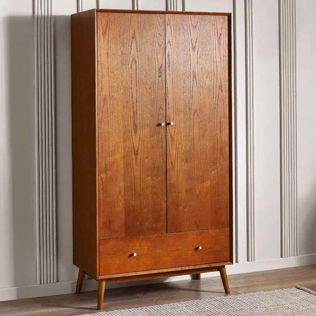 Wooden Wardrobe With 2 Door And 1 Drawer - Lowry