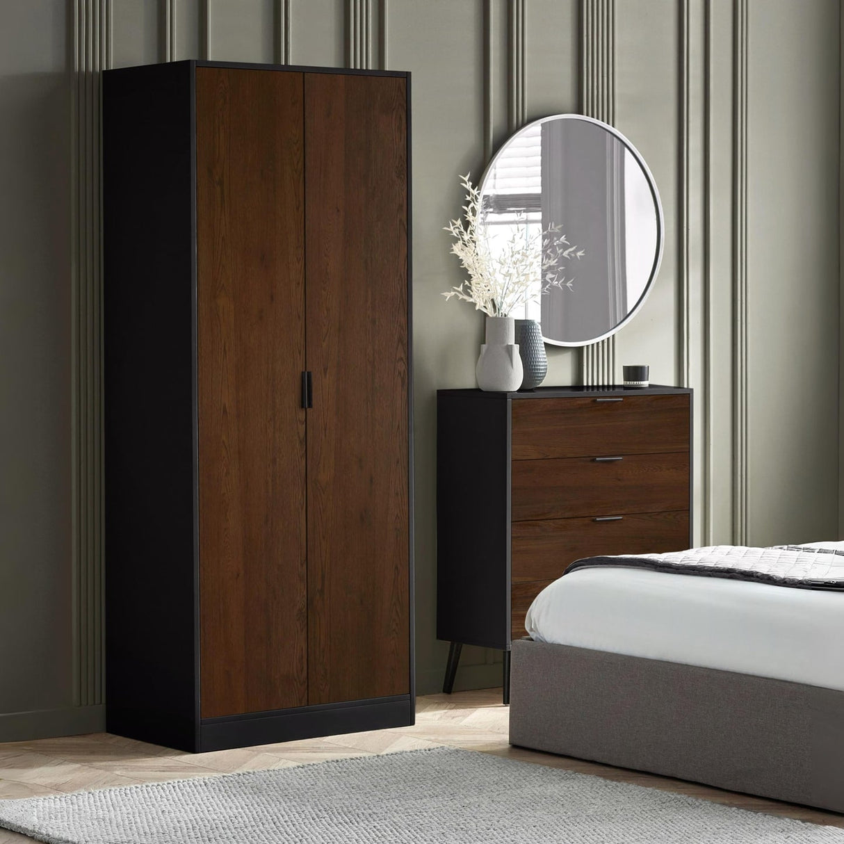 Wooden Wardrobe With 2 Doors - Alba