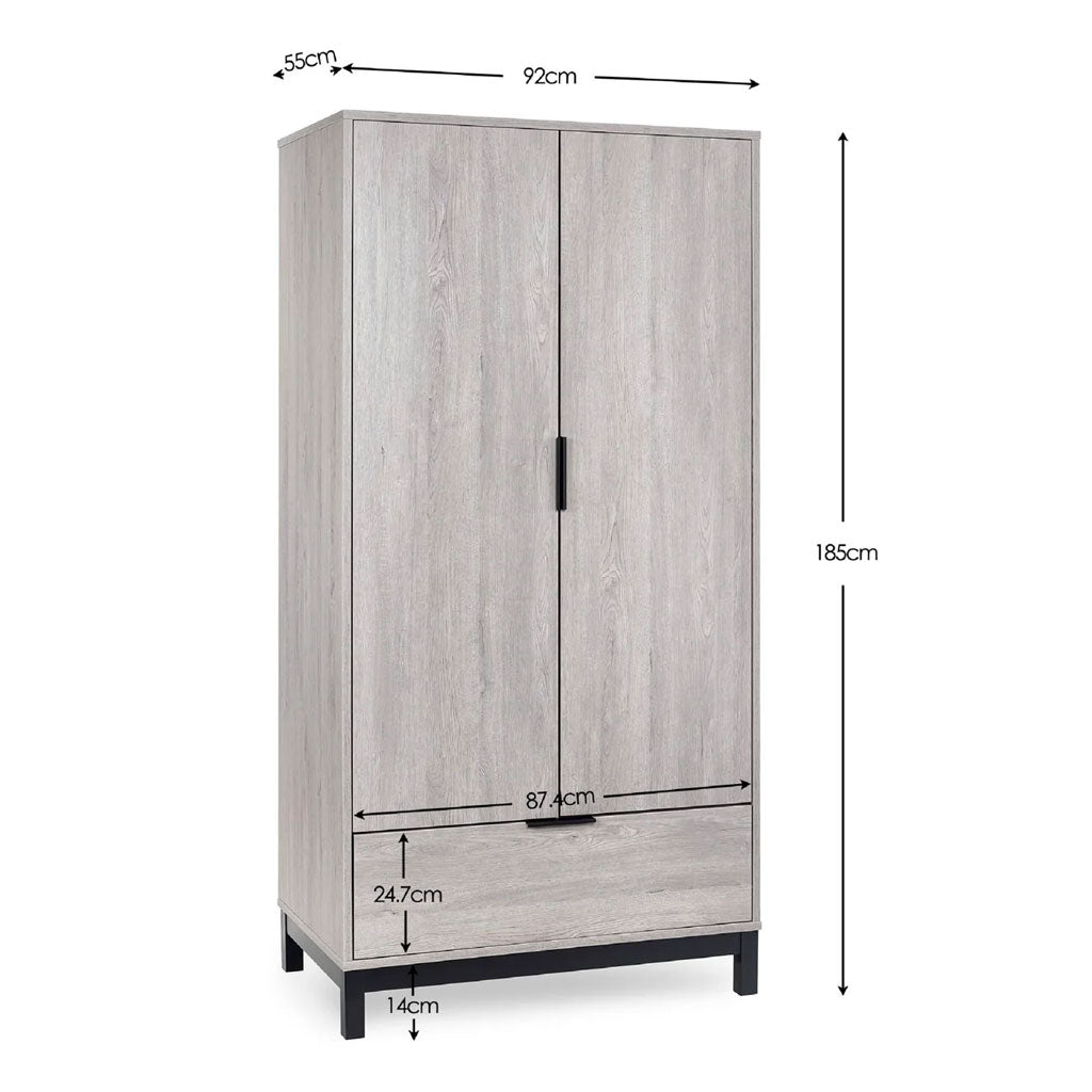 Wooden Wardrobe With 2 Doors And 1 Drawer - Bali