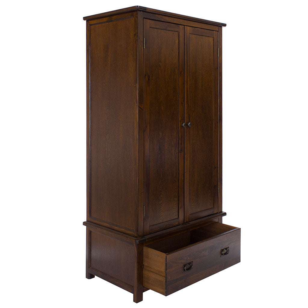 Wooden Wardrobe With 2 Doors And 1 Drawer - Boston