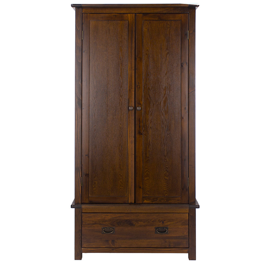 Wooden Wardrobe With 2 Doors And 1 Drawer - Boston