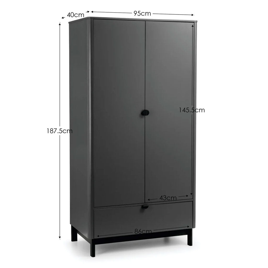 Wooden Wardrobe With 2 Doors And 1 Drawer - Chloe