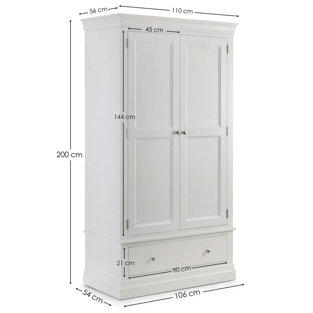 Wooden Wardrobe With 2 Doors And 1 Drawer - Clermont