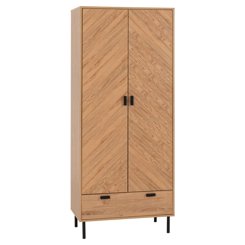 Wooden Wardrobe With 2 Doors And 1 Drawer - Leon