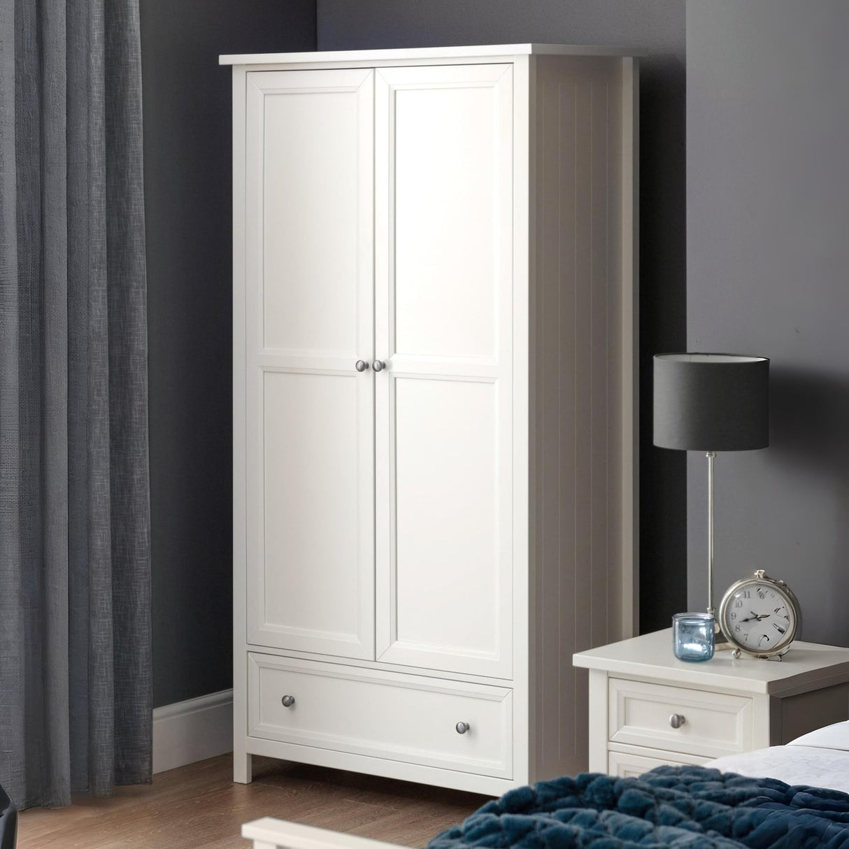Wooden Wardrobe With 2 Doors And 1 Drawer - Maine