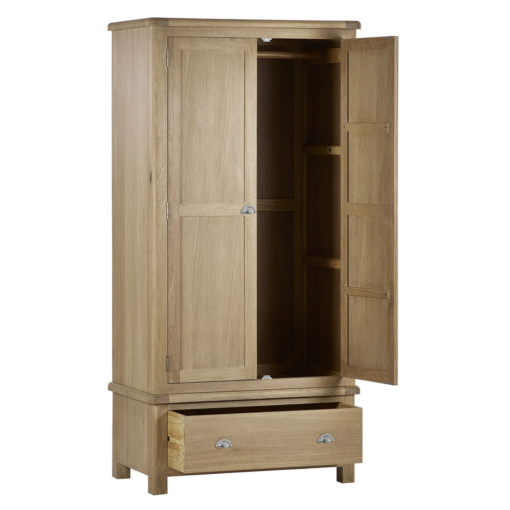 Wooden Wardrobe With 2 Doors And 1 Drawer - Memphis