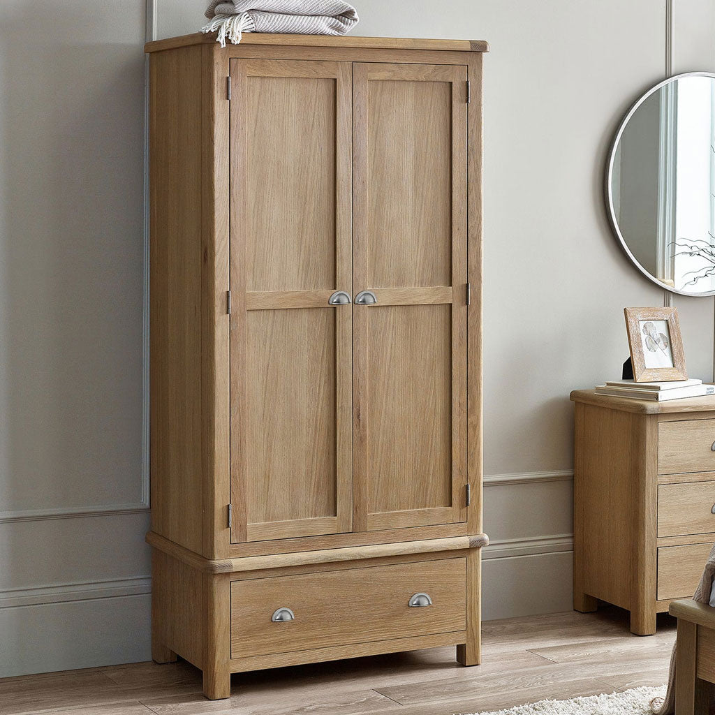 Wooden Wardrobe With 2 Doors And 1 Drawer - Memphis