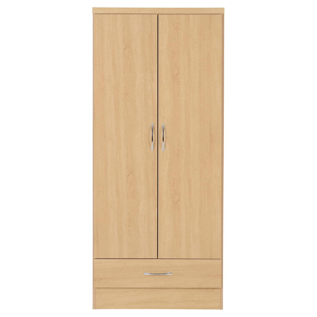 Wooden Wardrobe With 2 Doors And 1 Drawer - Nevada
