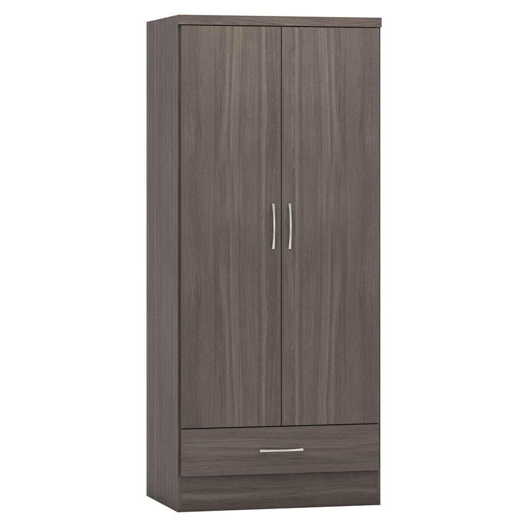 Wooden Wardrobe With 2 Doors And 1 Drawer - Nevada
