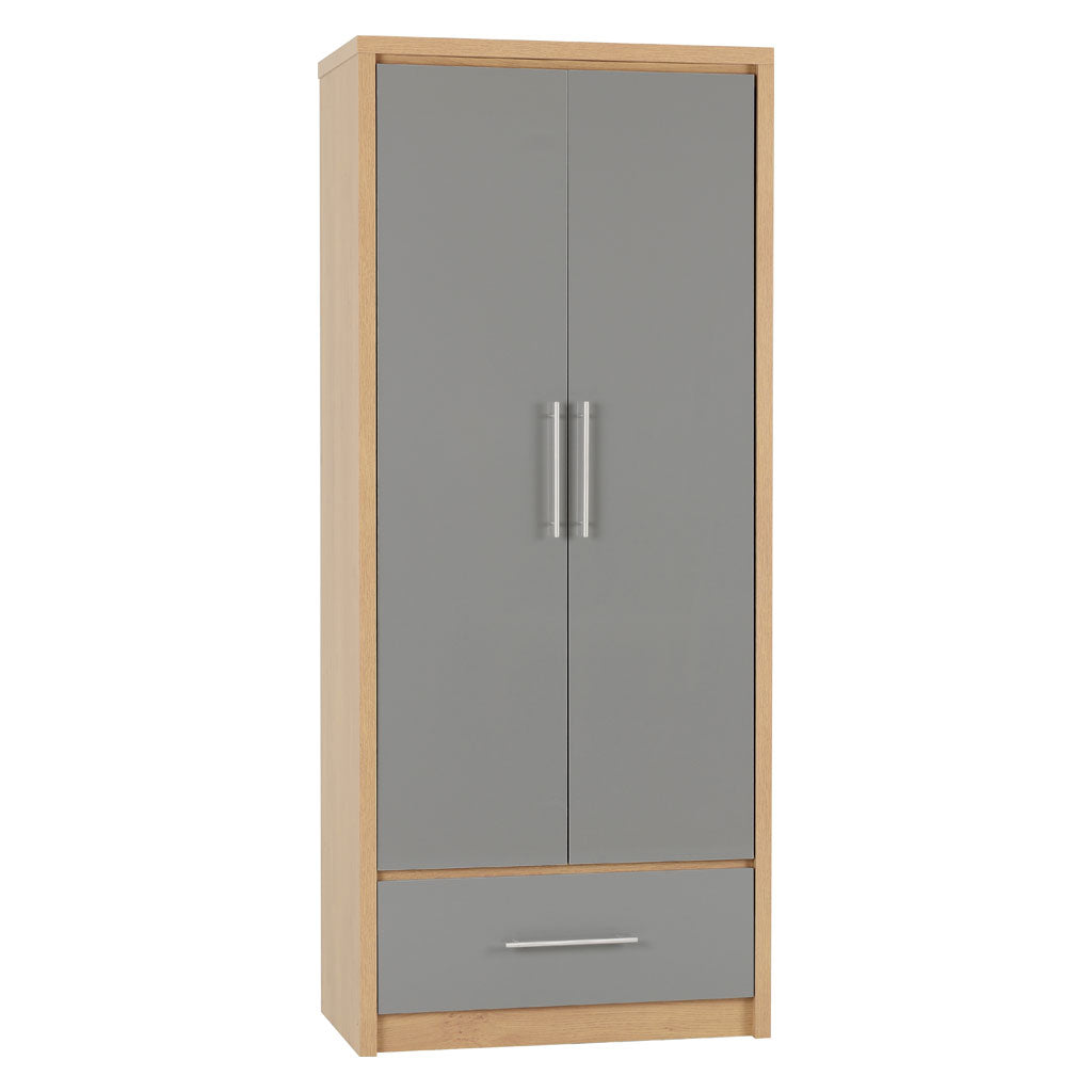 Wooden Wardrobe With 2 Doors And 1 Drawer - Seville