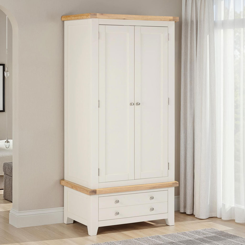 Wooden Wardrobe With 2 Doors And 1 Drawer - Windsor