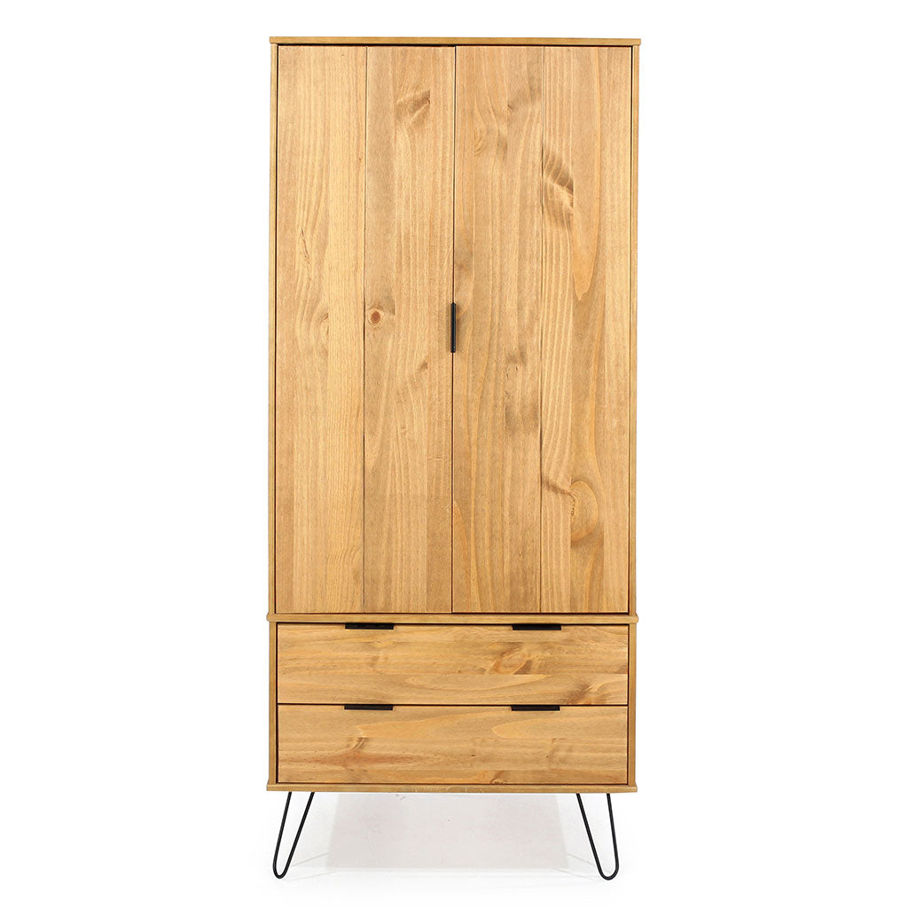 Wooden Wardrobe With 2 Doors And 2 Drawers - Augusta