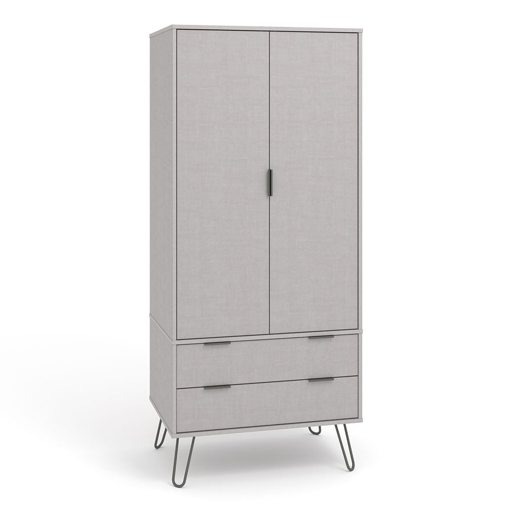 Wooden Wardrobe With 2 Doors And 2 Drawers - Augusta