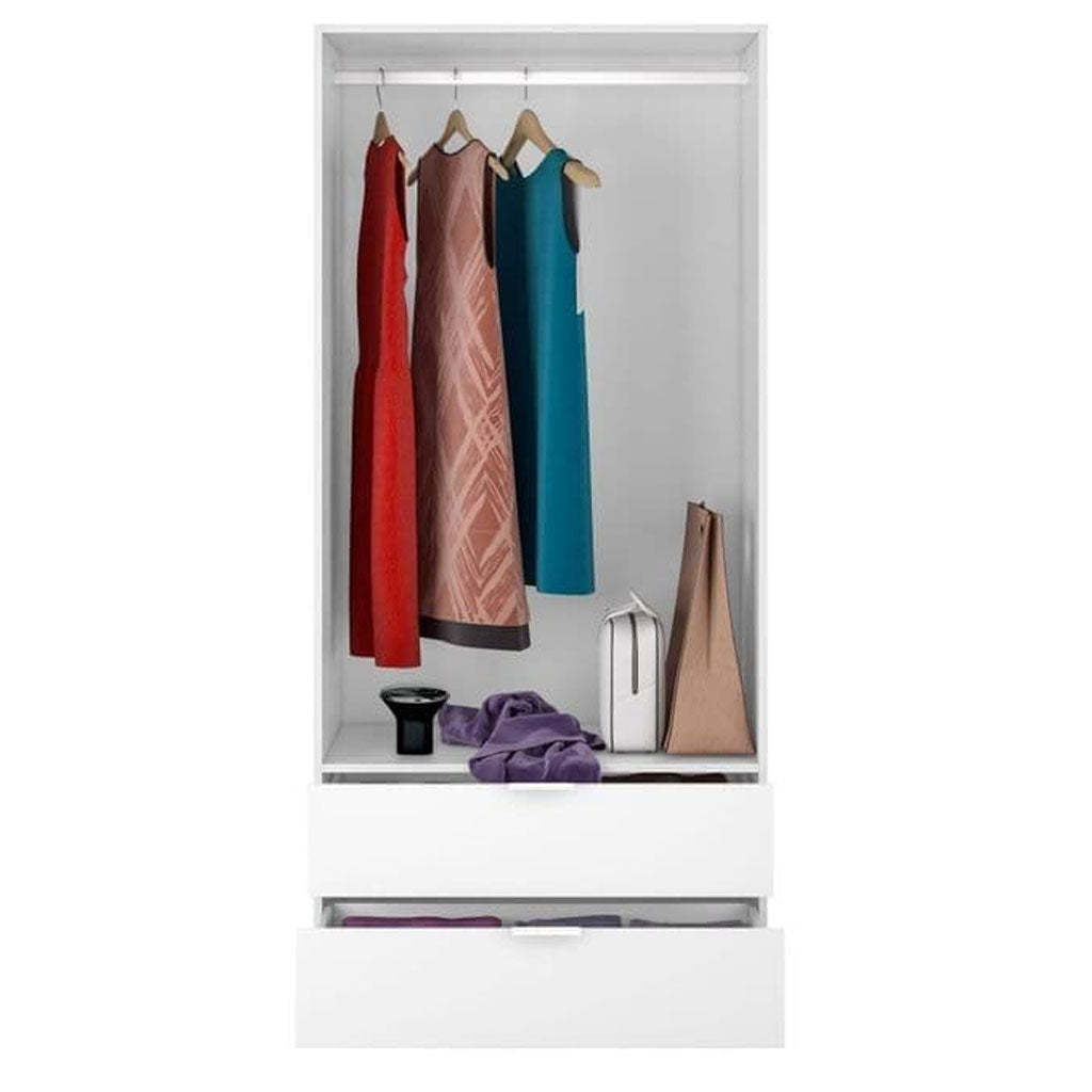 Wooden Wardrobe With 2 Doors And 2 Drawers - Carmel