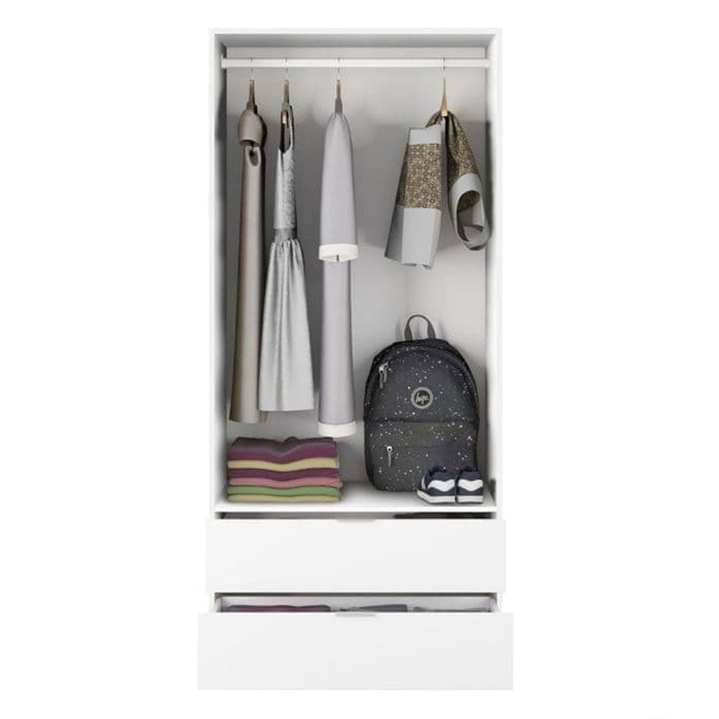 Wooden Wardrobe With 2 Doors And 2 Drawers - Carmel