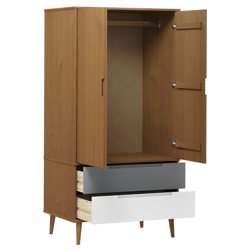 Wooden Wardrobe With 2 Doors And 2 Drawers - Molde