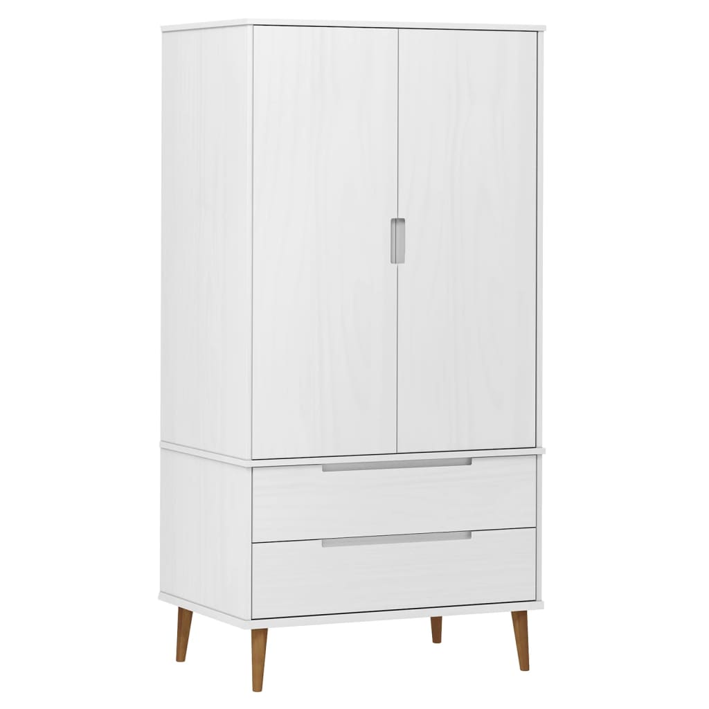 Wooden Wardrobe With 2 Doors And 2 Drawers - Molde