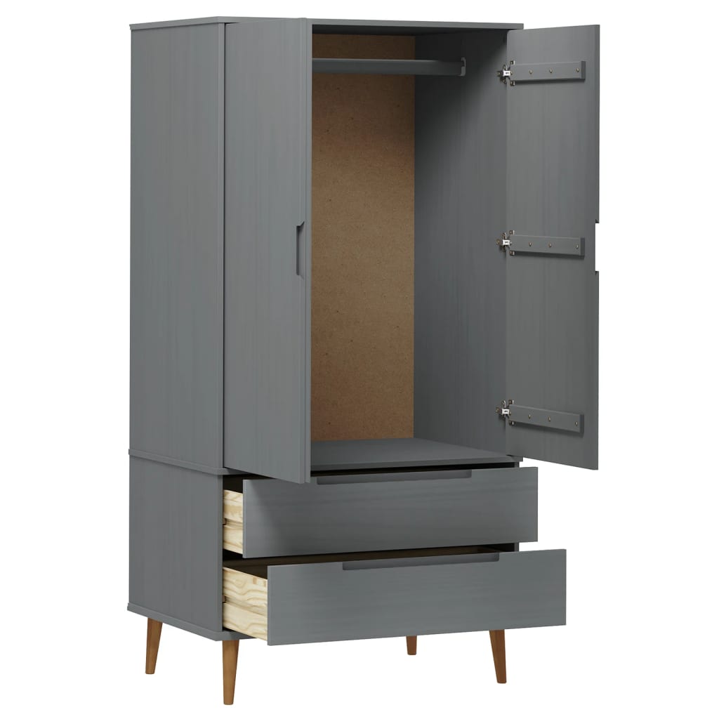 Wooden Wardrobe With 2 Doors And 2 Drawers - Molde