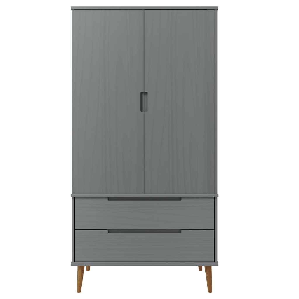 Wooden Wardrobe With 2 Doors And 2 Drawers - Molde