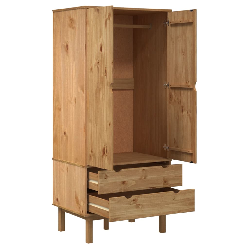 Wooden Wardrobe With 2 Doors And 2 Drawers - Otta