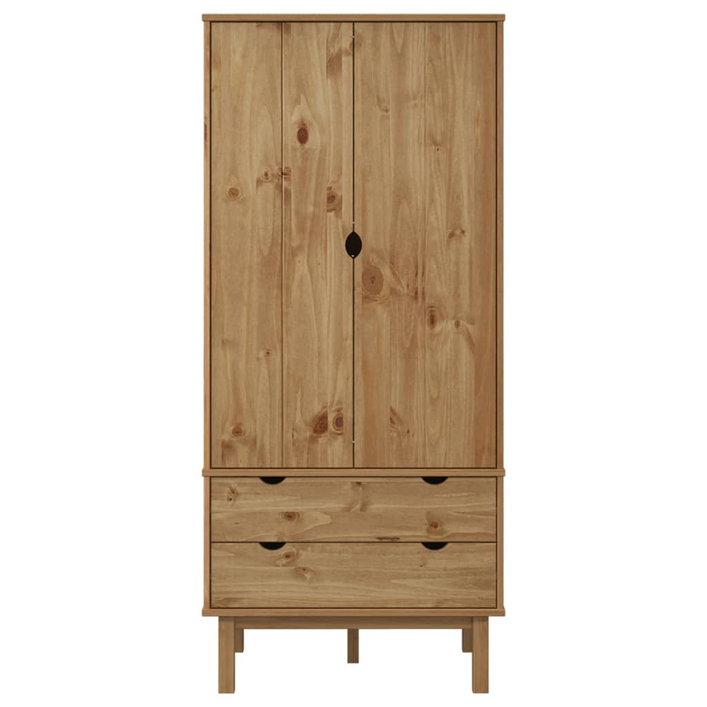Wooden Wardrobe With 2 Doors And 2 Drawers - Otta