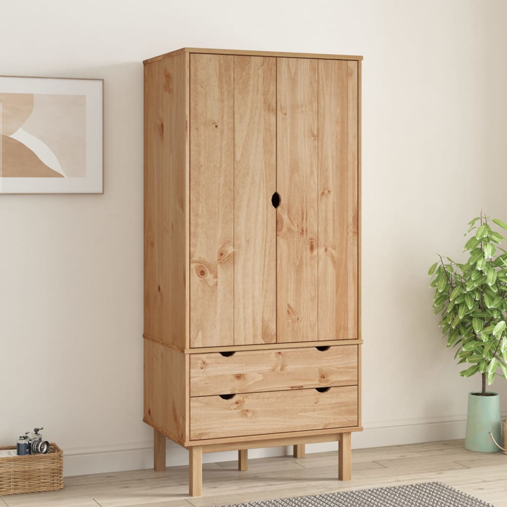 Wooden Wardrobe With 2 Doors And 2 Drawers - Otta