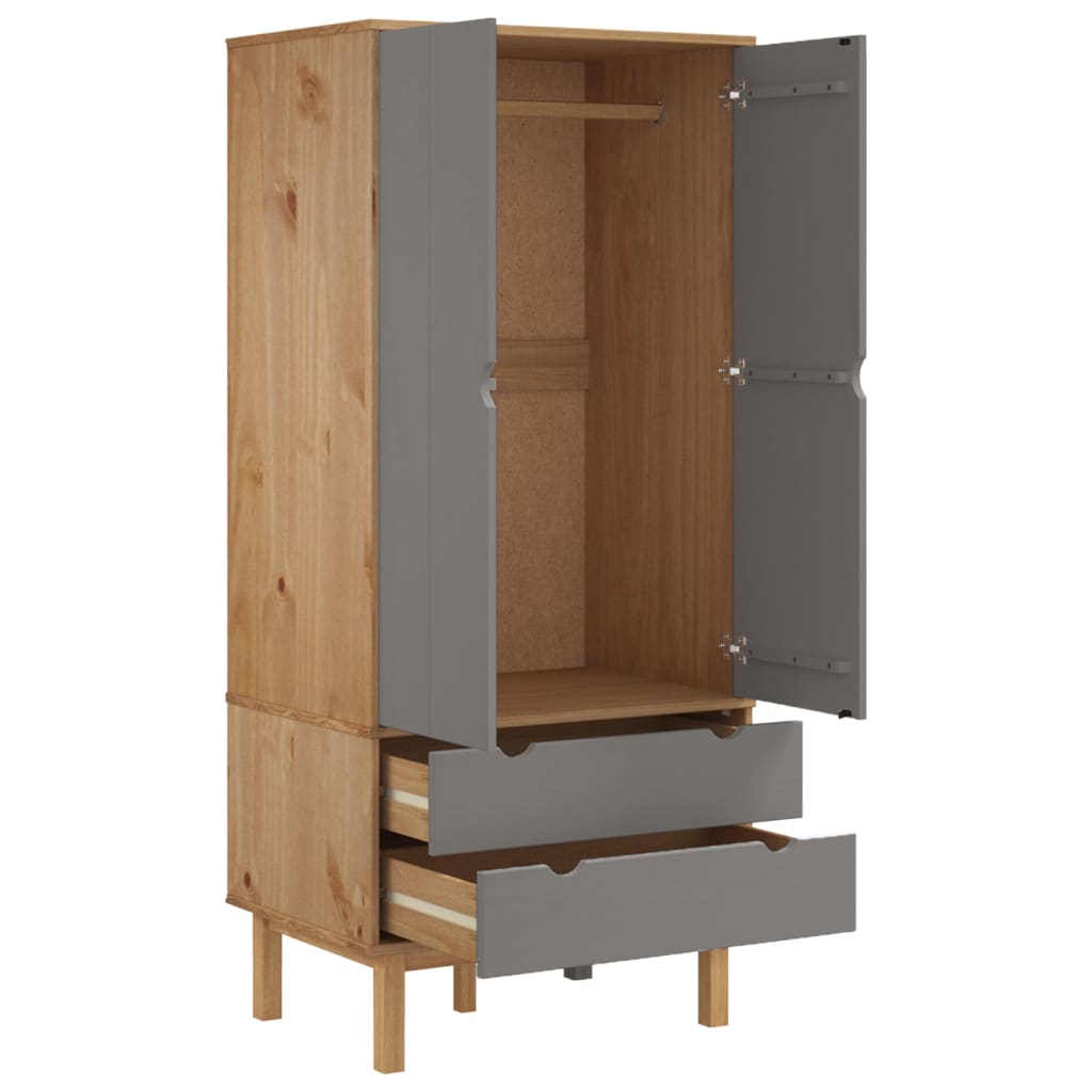 Wooden Wardrobe With 2 Doors And 2 Drawers - Otta
