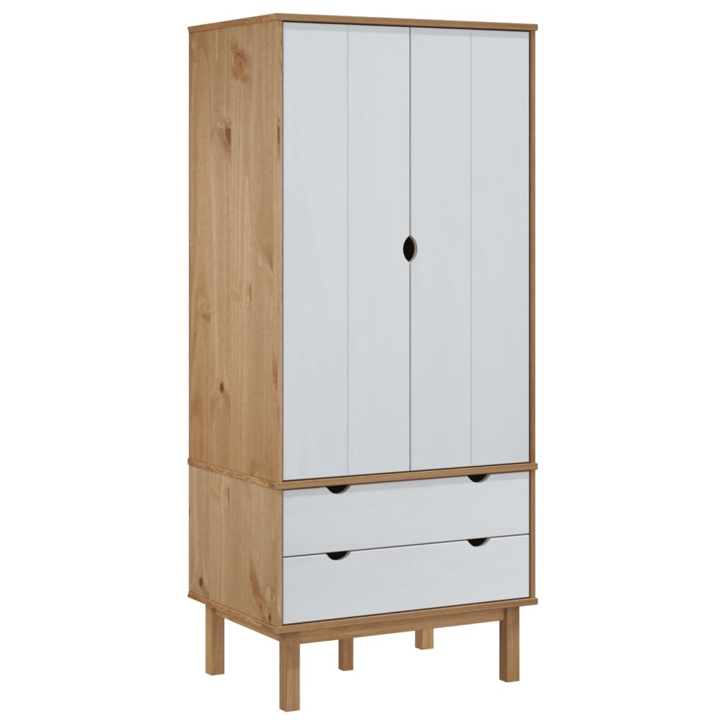 Wooden Wardrobe With 2 Doors And 2 Drawers - Otta
