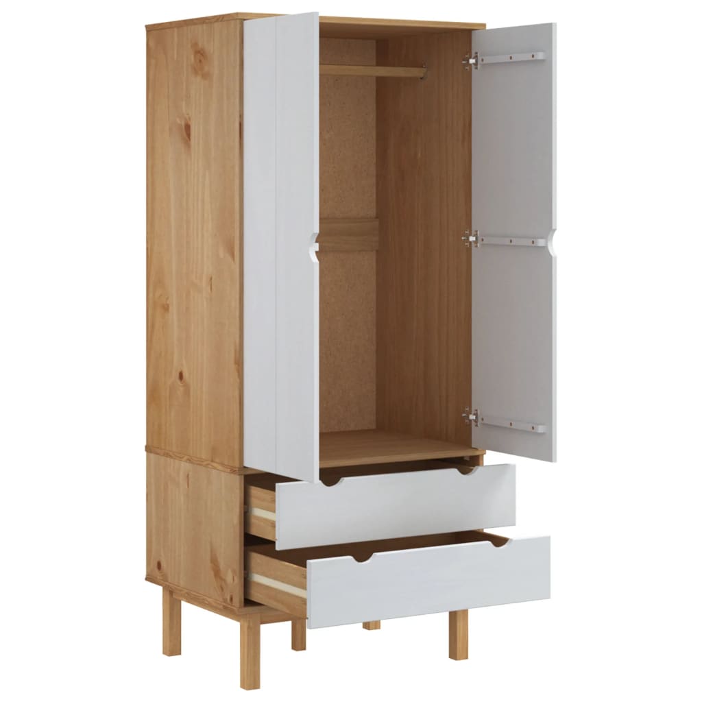 Wooden Wardrobe With 2 Doors And 2 Drawers - Otta
