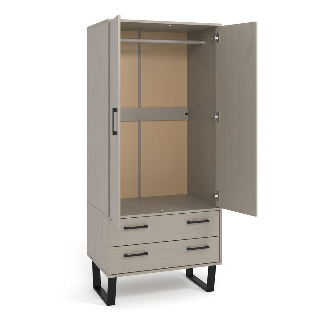 Wooden Wardrobe With 2 Doors And 2 Drawers - Texas