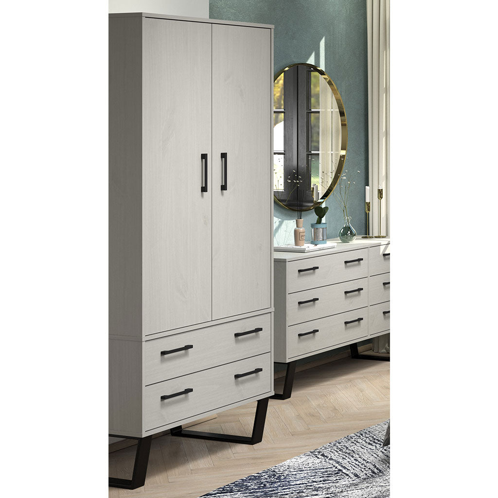 Wooden Wardrobe With 2 Doors And 2 Drawers - Texas