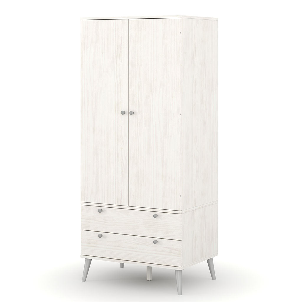 Wooden Wardrobe With 2 Doors And 2 Drawers With Plastic Legs - Augusta