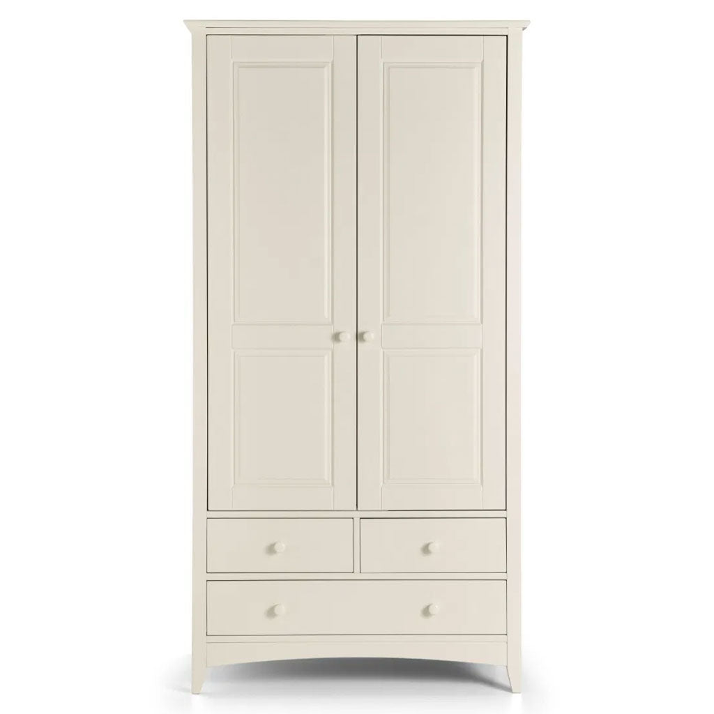 Wooden Wardrobe With 2 Doors And 3 Drawers - Cameo
