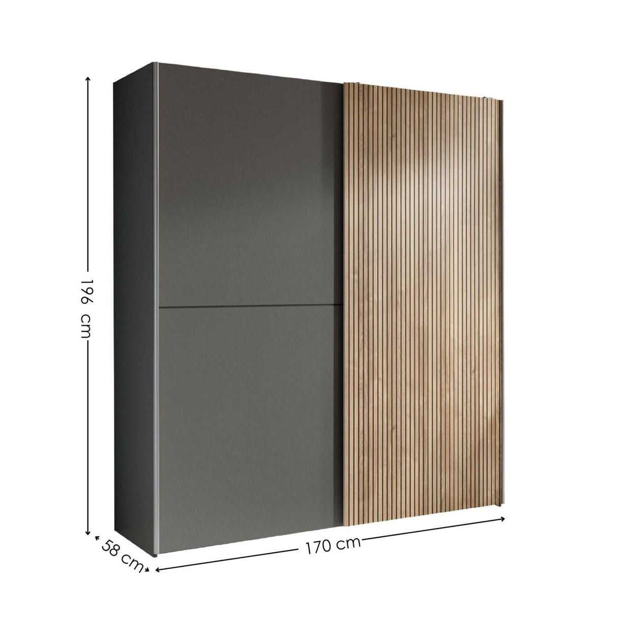 Wooden Wardrobe With 2 Sliding Doors - Berno