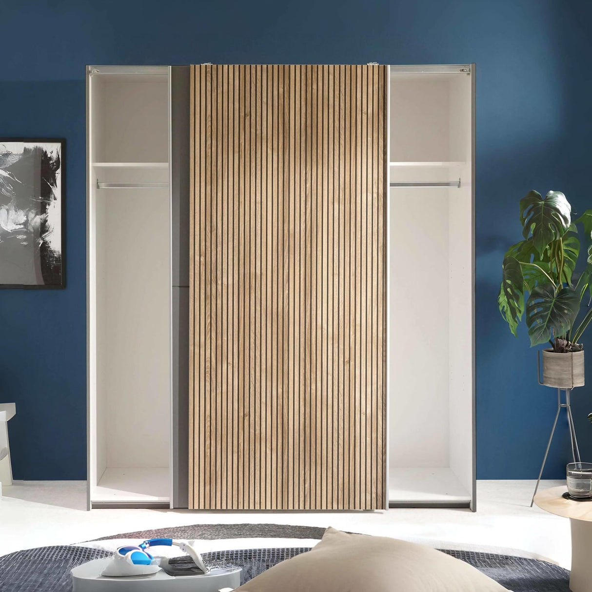 Wooden Wardrobe With 2 Sliding Doors - Berno