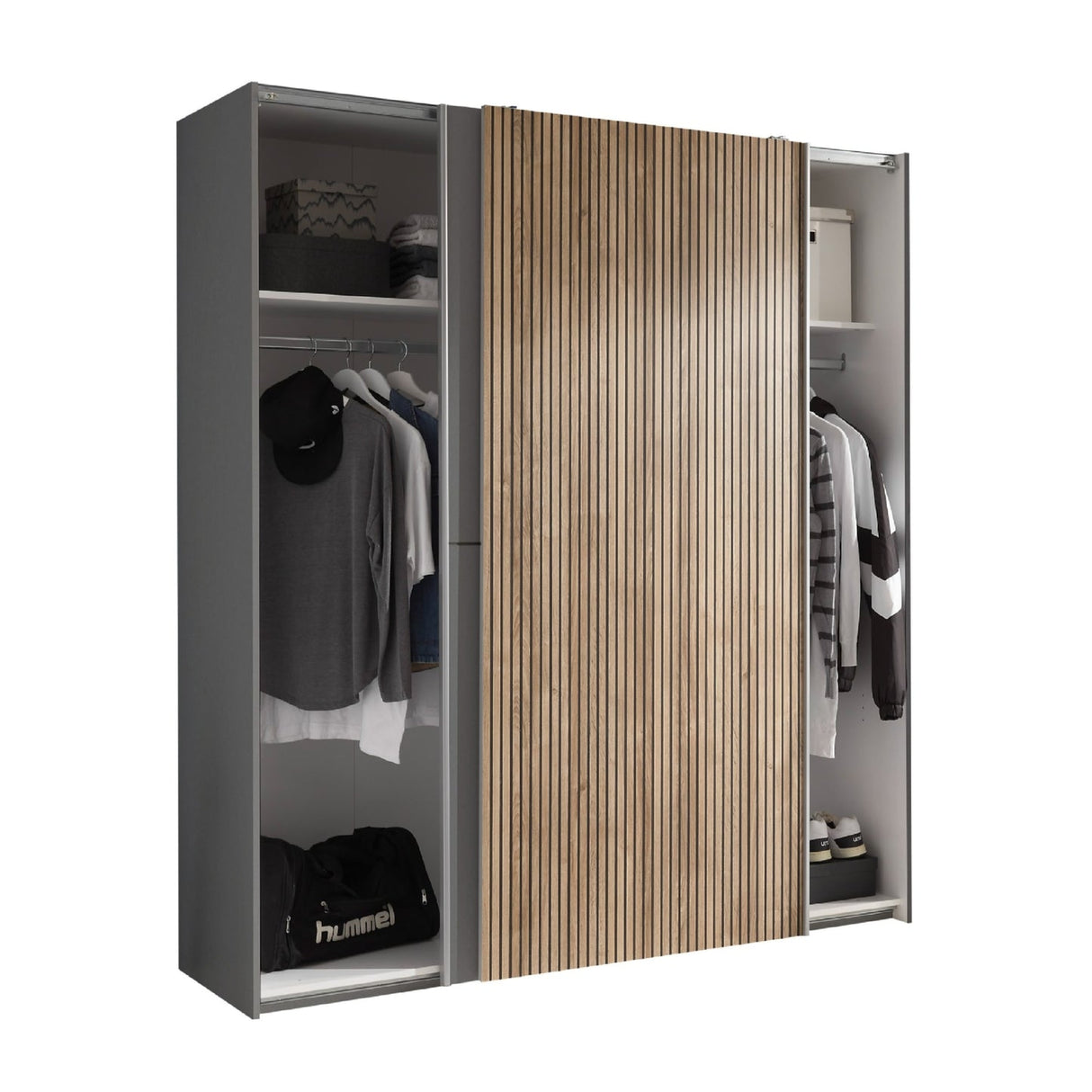 Wooden Wardrobe With 2 Sliding Doors - Berno