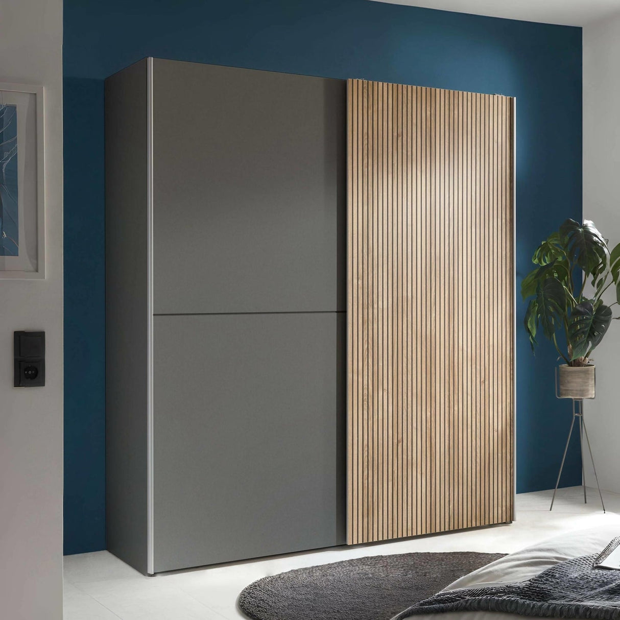 Wooden Wardrobe With 2 Sliding Doors - Berno