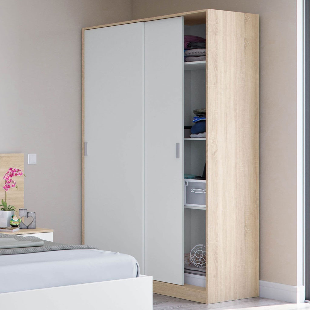 Wooden Wardrobe With 2 Sliding Doors - Duluth