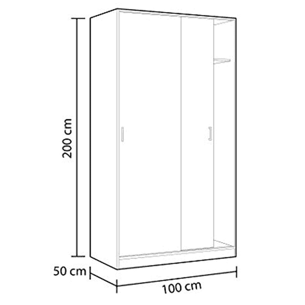 Wooden Wardrobe With 2 Sliding Doors - Hanover