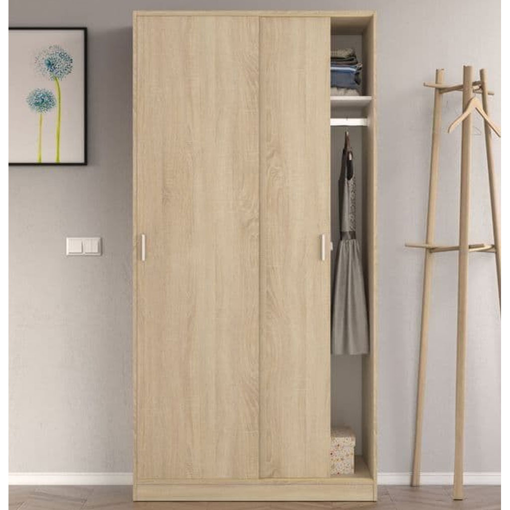 Wooden Wardrobe With 2 Sliding Doors - Hanover