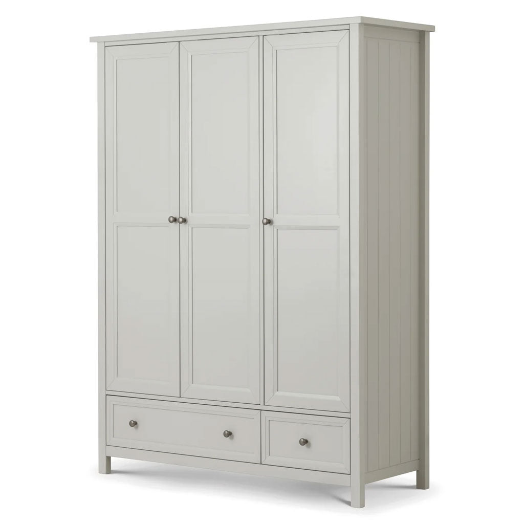 Wooden Wardrobe With 3 Doors And 2 Drawers - Maine