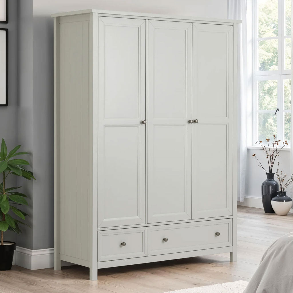 Wooden Wardrobe With 3 Doors And 2 Drawers - Maine