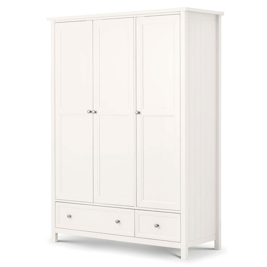 Wooden Wardrobe With 3 Doors And 2 Drawers - Maine