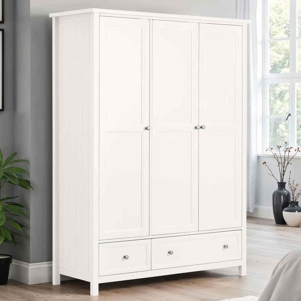 Wooden Wardrobe With 3 Doors And 2 Drawers - Maine