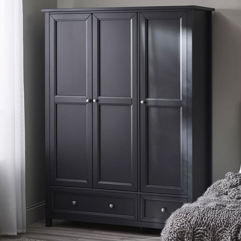 Wooden Wardrobe With 3 Doors And 2 Drawers - Maine