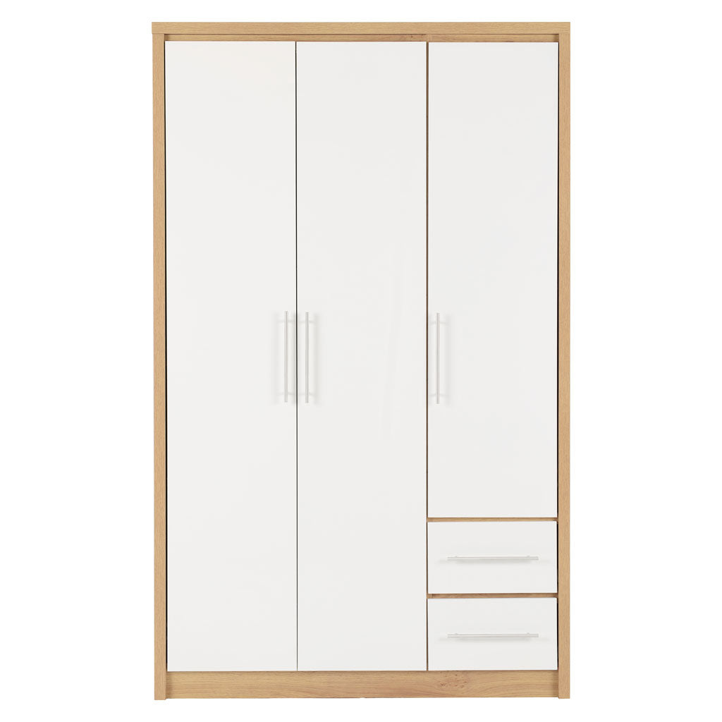 Wooden Wardrobe With 3 Doors And 2 Drawers - Seville