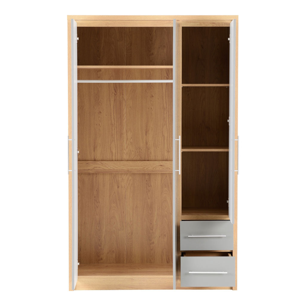 Wooden Wardrobe With 3 Doors And 2 Drawers - Seville