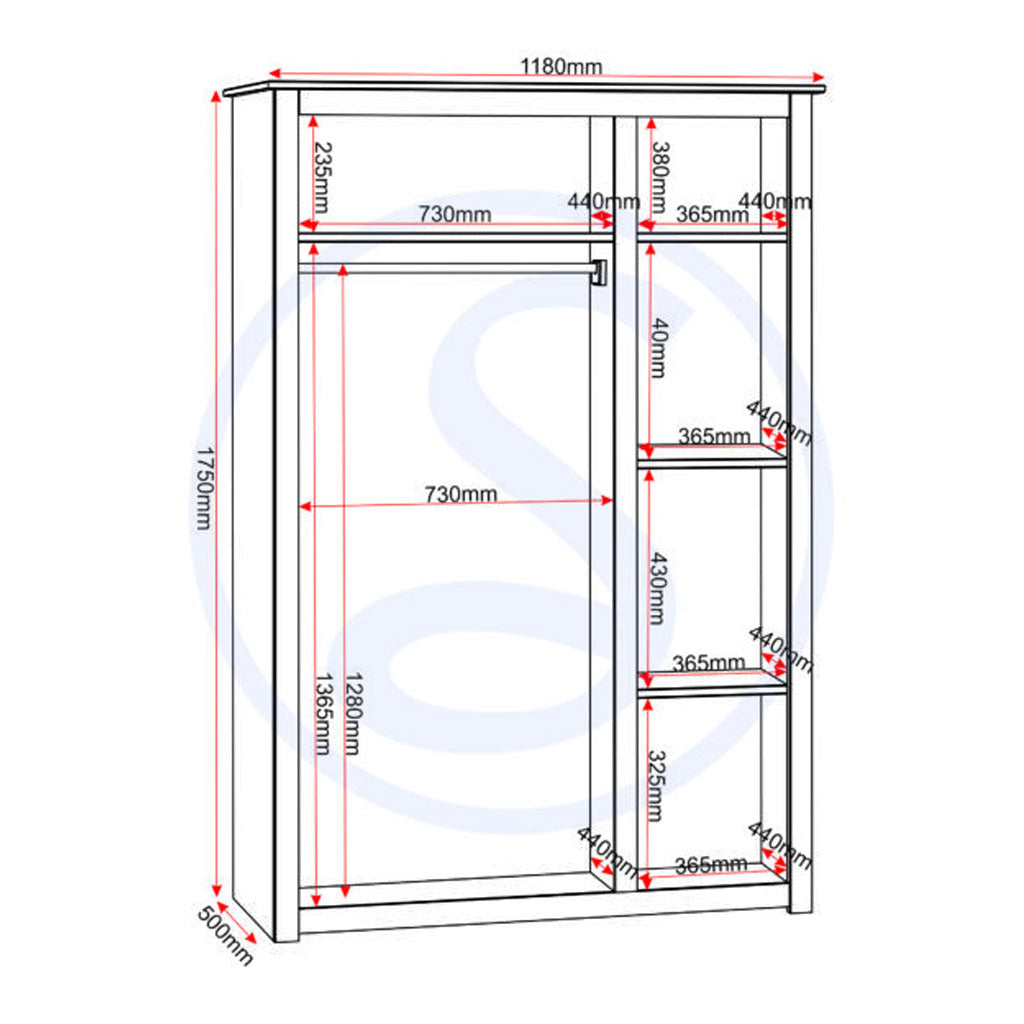 Wooden Wardrobe With 3 Doors - Panama