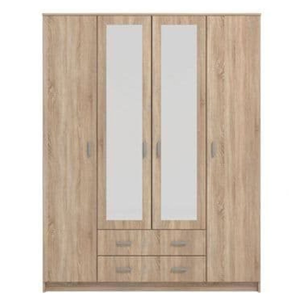 Wooden Wardrobe With 4 Doors And 2 Drawers - Middleton